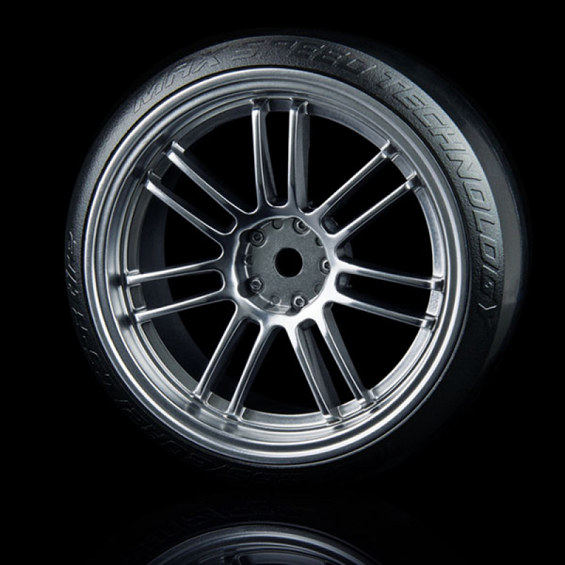 MST 1/10 Drift Räderset Set - Flat silver RE30 wheel (+3) w/ CS-R tire (soft) (4)