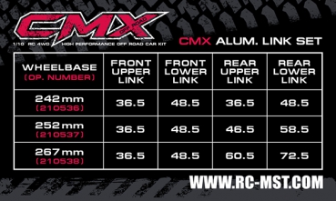 MST CMX Alum. link set (252mm) (black)