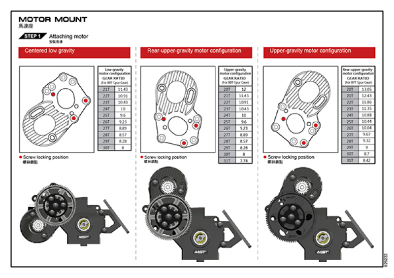 MST RMX 2.0 alum. spur gearbox motor heat sink mount (black) for 210642