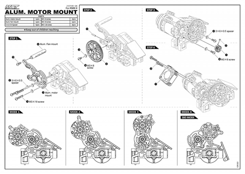 Preview: MST Alum. motor mount (red) RMX 4