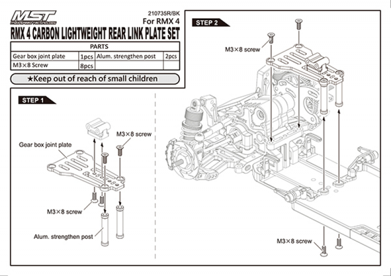 Preview: MST RMX 4 Carbon lightweight rear link plate set (black)