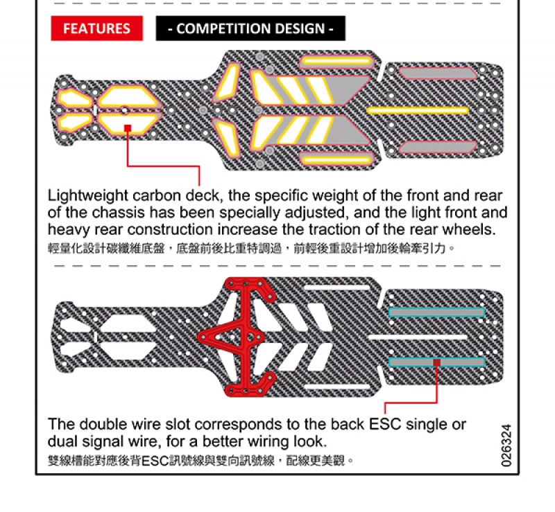 MST RMX 4 Carbon lightweight adj. WB 257/266/275 lower deck (black)