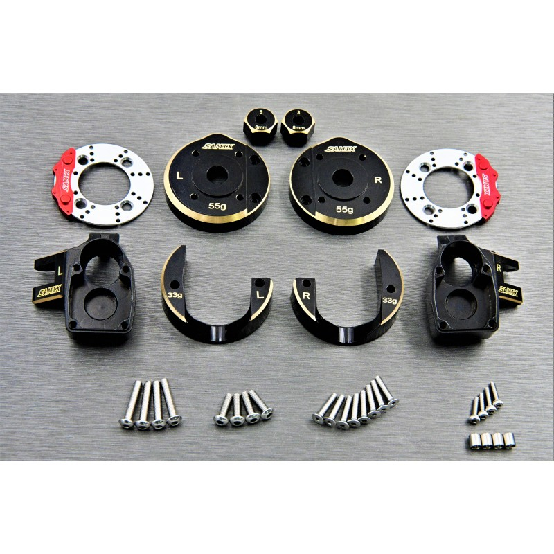 Samix SCX10 III  / Capra brass Knuckle & Portal Cover Set & Scale Brake Rotor & 8mm hex