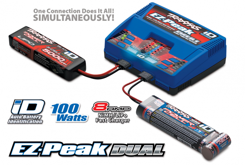 Traxxas Traxxas EZ-Peak Dual 8-amp 100 Watt NiMH/LiPo charger with iD Auto Battery Identification