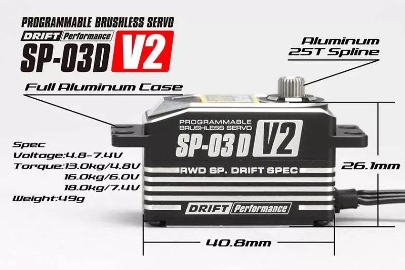 Preview: Yokomo SP-03DV2 Brushless servo for DRIFT (Black)