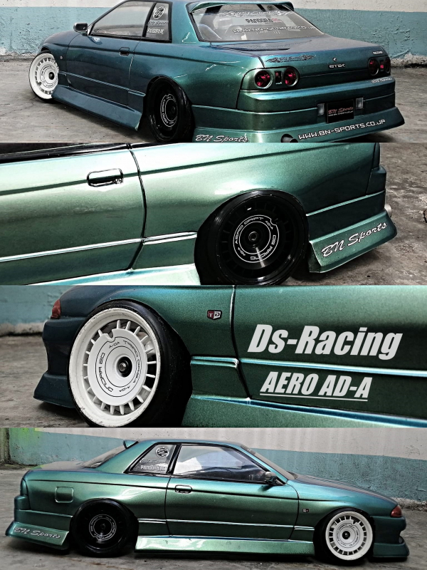 DS Racing Aero Drift Felgen Cover für Drift Element Felgen - Flat Black / White Front