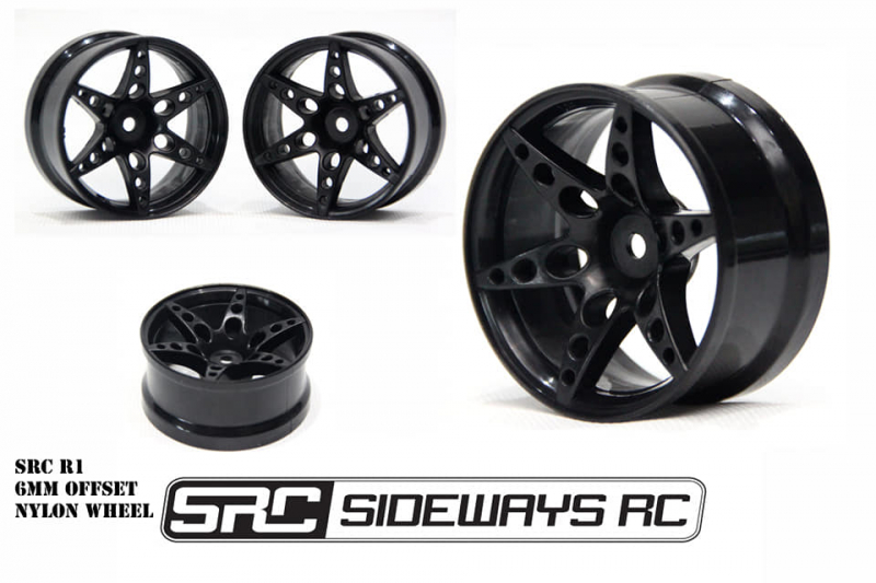 Sideways RC R1 1/10 Drift Wheels 6mm Offset Black (2)