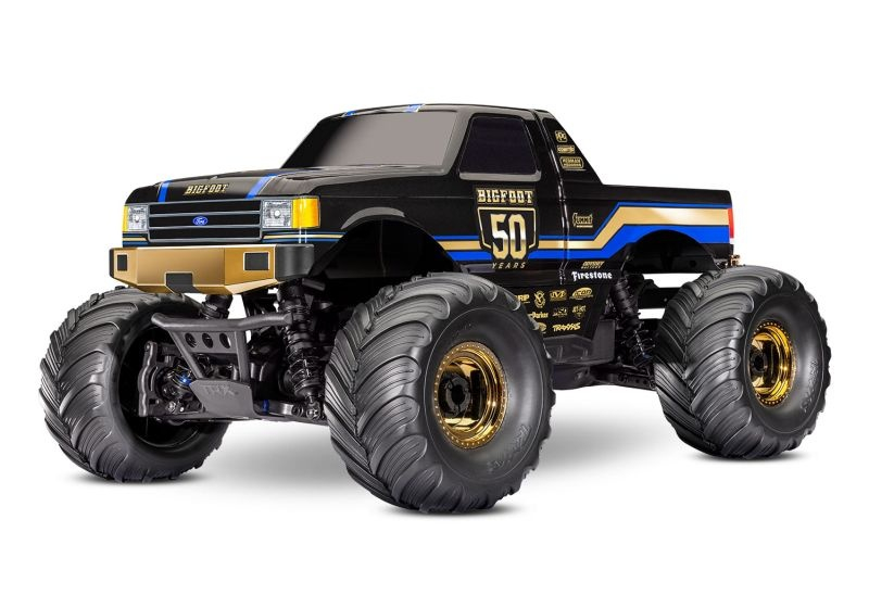 Traxxas Bigfoot 4x4 BL-2S 50TH-Edition 1/10 MonsterTruck RTR BL-2S Brushless, HD-Teile, mit Akku/Lader schwarz mit gold