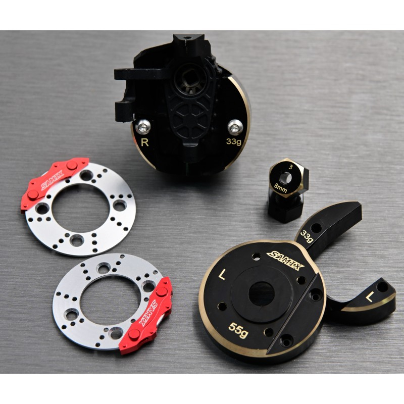 Samix SCX10 III / Capra brass Portal Cover Set & Scale Brake Rotor & 8mm hex