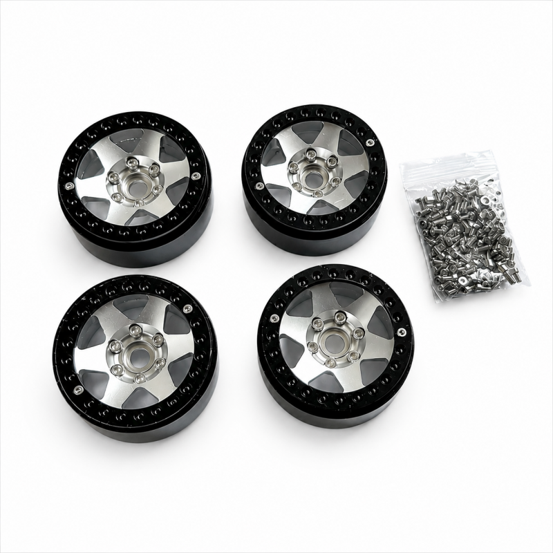 Preview: 1.9" Aluminium Beadlock Crawler Felgen, 4 Stück - 6Stars-Stil