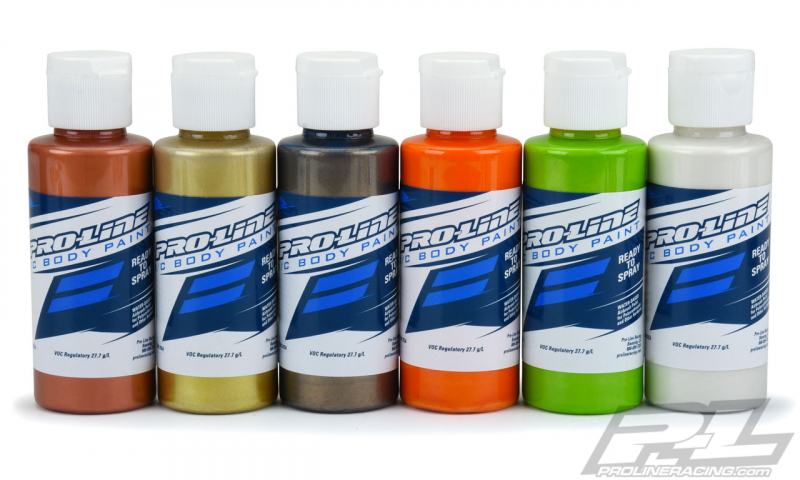 Pro-Line RC Body Paint Metallic/Pearl Color Set (6 Pack) Metallic Copper, Metallic Gold, Metallic Pewter, Pearl Orange, Pearl Lime Green, Pearl White (1 ea)
