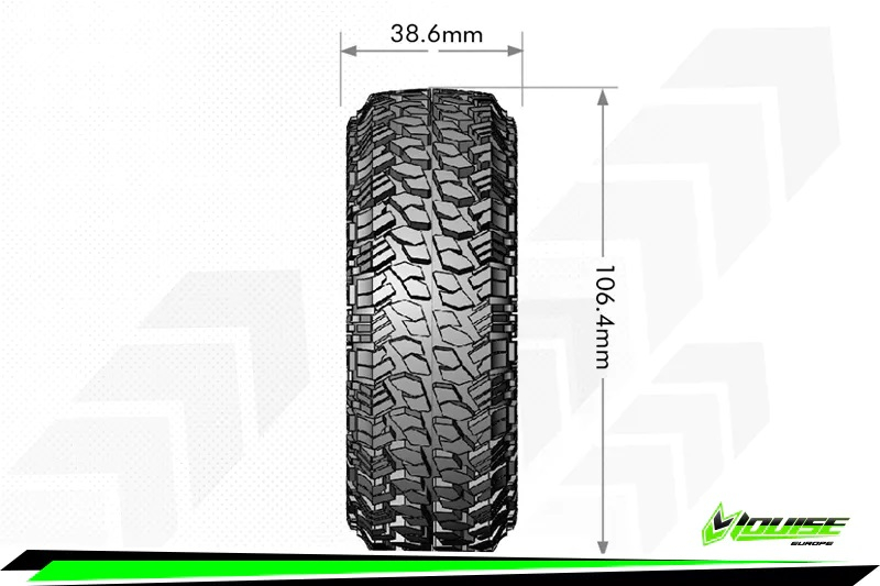 Louise RC - CR-GRIFFIN - Class 1 - 1-10 Crawler Tire Set - Mounted - Super Soft - Black 1.9 Wheels - Hex 12mm