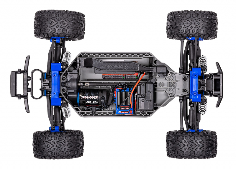 Traxxas Rustler 4x4 BL-2S blau 1/10 Stadium-Truck RTR nP825 BL-2S Brushless, HD-Teile mit 2827X Akku + 2920 Lader