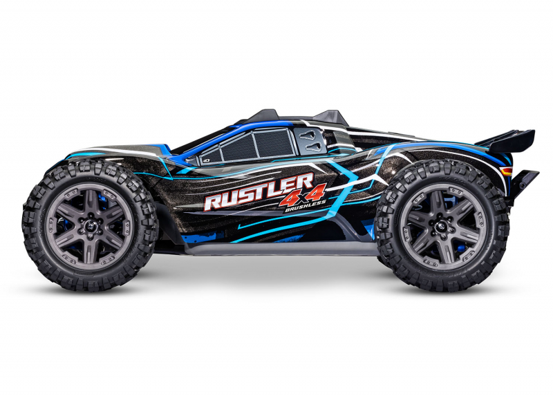 Traxxas Rustler 4x4 BL-2S blau 1/10 Stadium-Truck RTR nP825 BL-2S Brushless, HD-Teile mit 2827X Akku + 2920 Lader