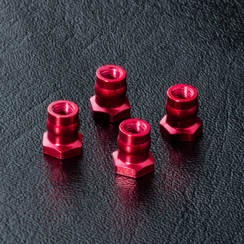 MST Alum. ball connector nut 4.8 (red) (4)