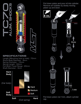 MST TC70 Alum. shocks (black) (4) 70mm