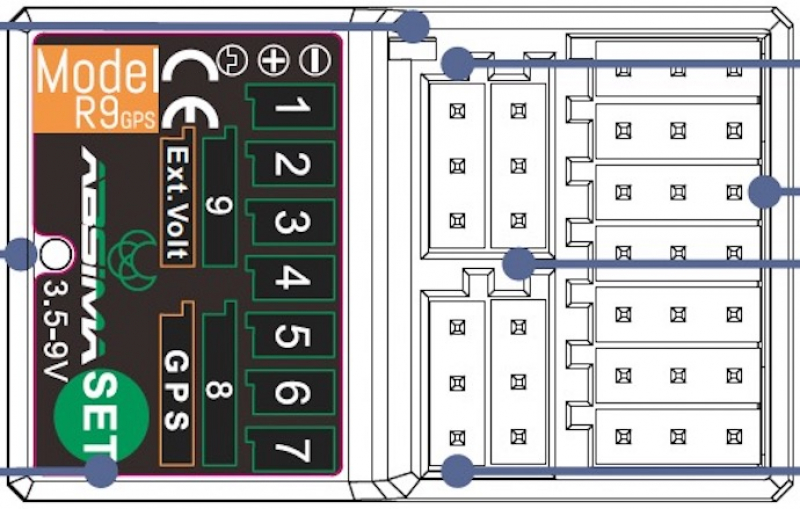 Absima 9-Kanal Empfänger "R9GPS" 2.4GHz (für CR9T)