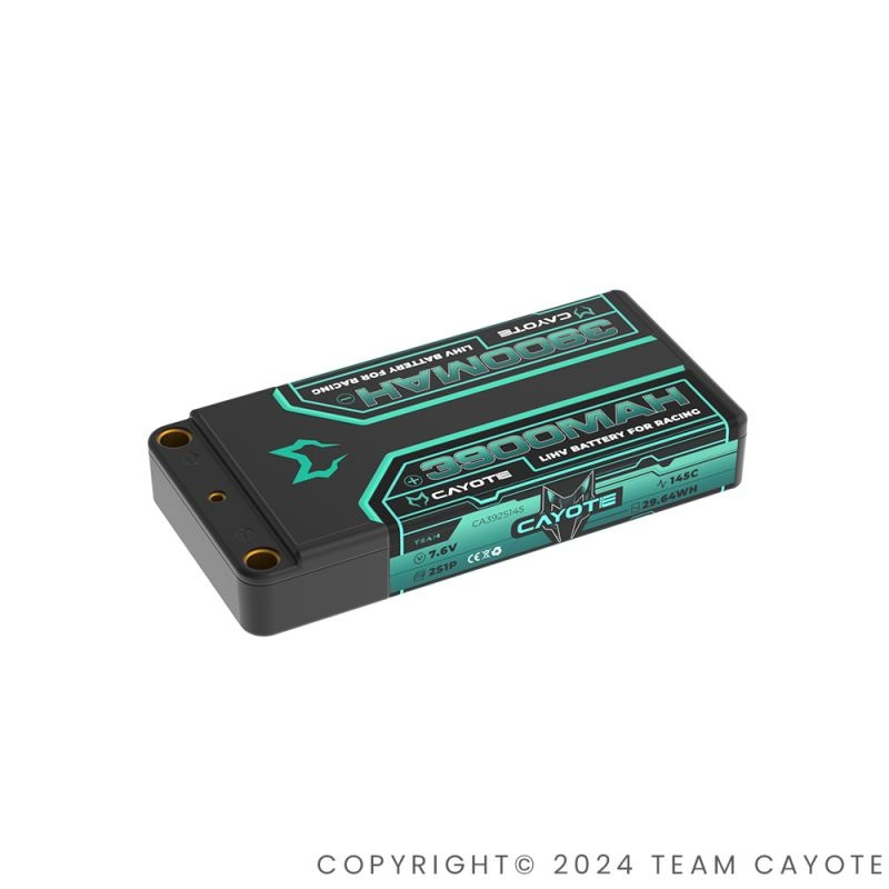 CAYOTE Racing LiPo Batterie, 145C, 3900mAh, 7.6V, 29.64Wh (95.8x46.5x16mm, 132g)