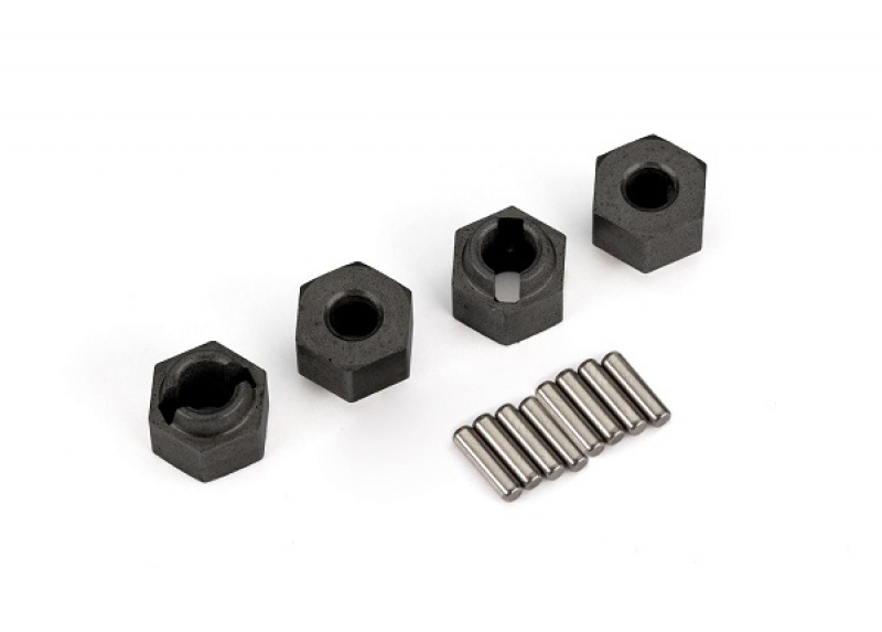 Traxxas Wheel hubs, 7mm hex (4)/ axle pins (8) TRX-4M