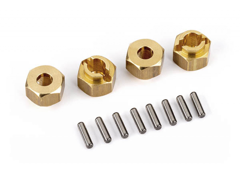 Traxxas  Wheel hubs, 7mm hex, brass (1 gram each) (4)/ axle pins (8) TRX-4M