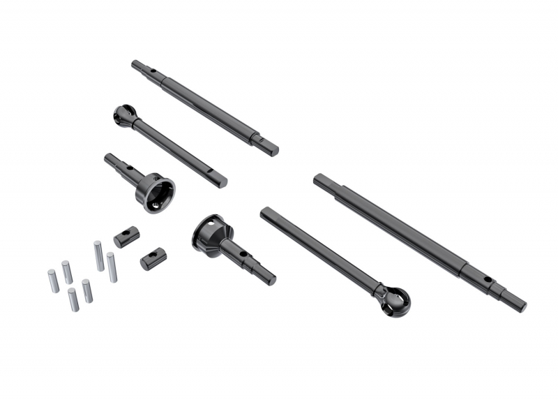 Traxxas Axle shafts, front (2), rear (2)/ stub axles, front (2) (hardened steel) TRX-4M