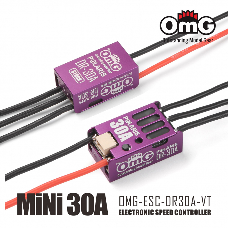 Preview: OMG POLARIS DR-30A-2 Sensor Brushless Regler mit integriertem Bluetooth für 1/24-, 1/27- und 1/28 Drift/Onroad