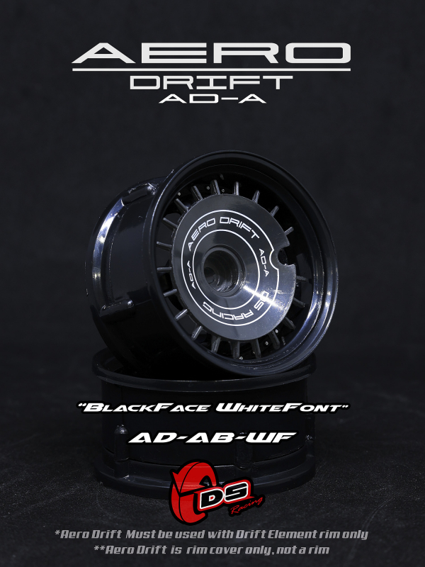 DS Racing Aero Drift Wheel Cover for Drift Element Wheel -  Slope Black/ White Front