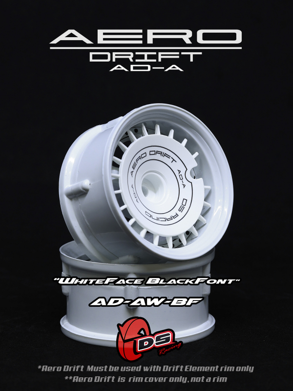 DS Racing Aero Drift Wheel Cover for Drift Element Wheel - Slope White/ Black Front