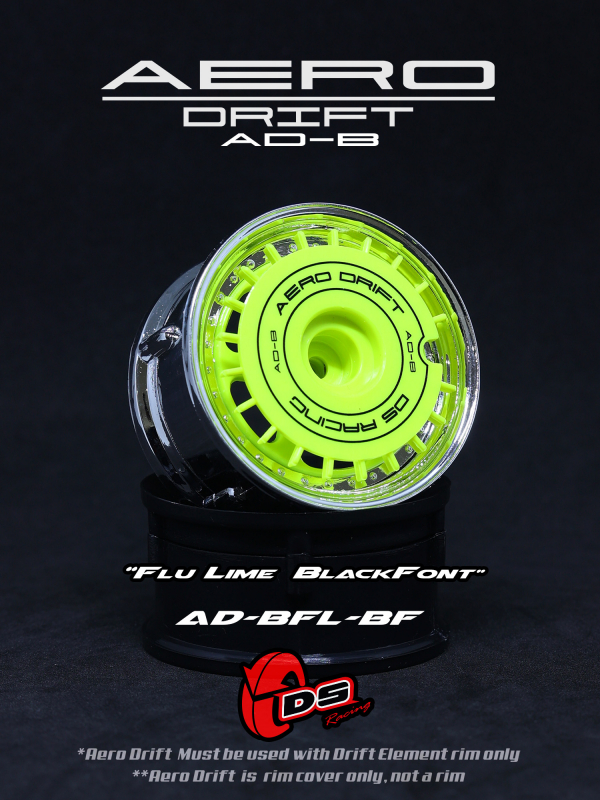 DS Racing Aero Drift Wheel Cover for Drift Element Wheel - Flat Flu Lime / Black Font