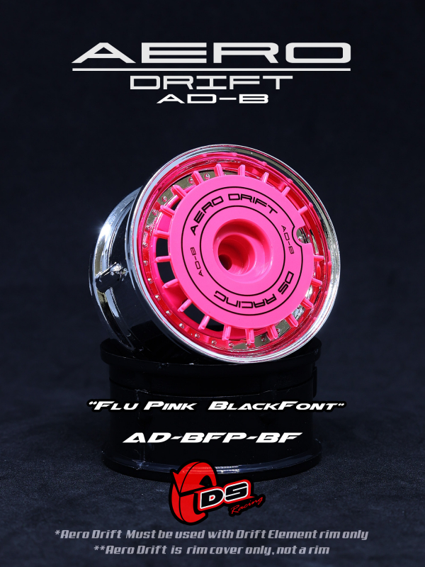 DS Racing Aero Drift Wheel Cover for Drift Element Wheel - Flat Flu Pink / Black Font