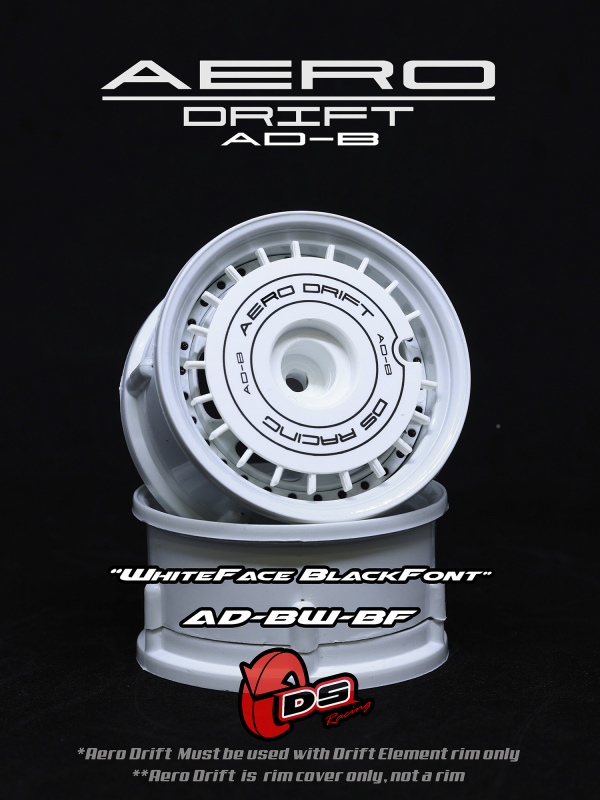 DS Racing Aero Drift Wheel Cover for Drift Element Wheel - Flat White/ Black Front