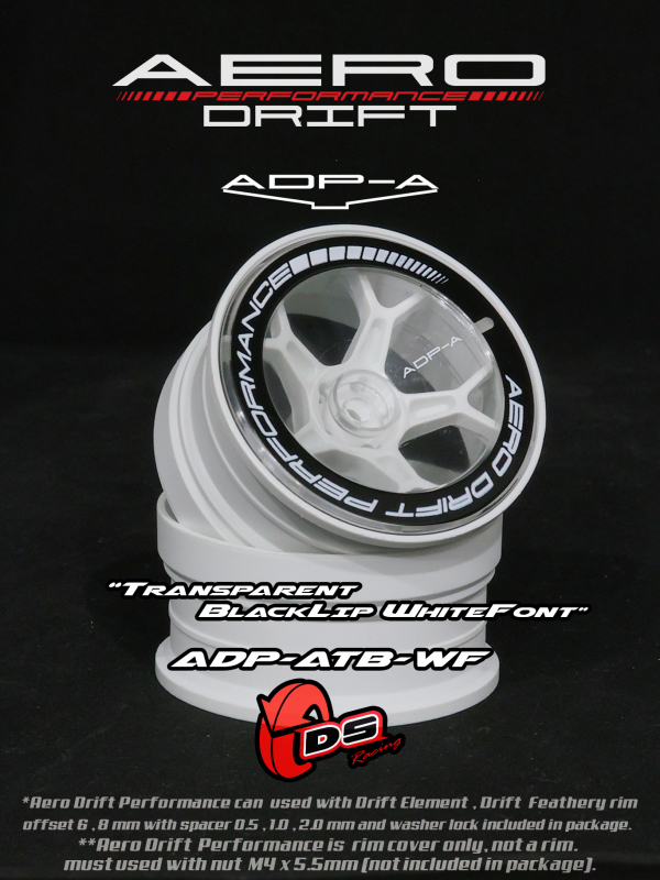 DS Racing Aero Drift PERFORMANCE Felgen Cover für Drift Element Felgen - Sloped Transparent / Black Lip