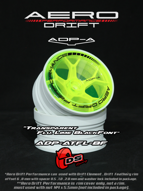 DS Racing Aero Drift PERFORMANCE Felgen Cover für Drift Element Felgen - Sloped Transparent Flu Lime / Black Lip