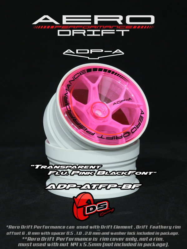 DS Racing Aero Drift PERFORMANCE Wheel Cover for Drift Element Wheel - Sloped Transparent Flu Pink / Black Lip