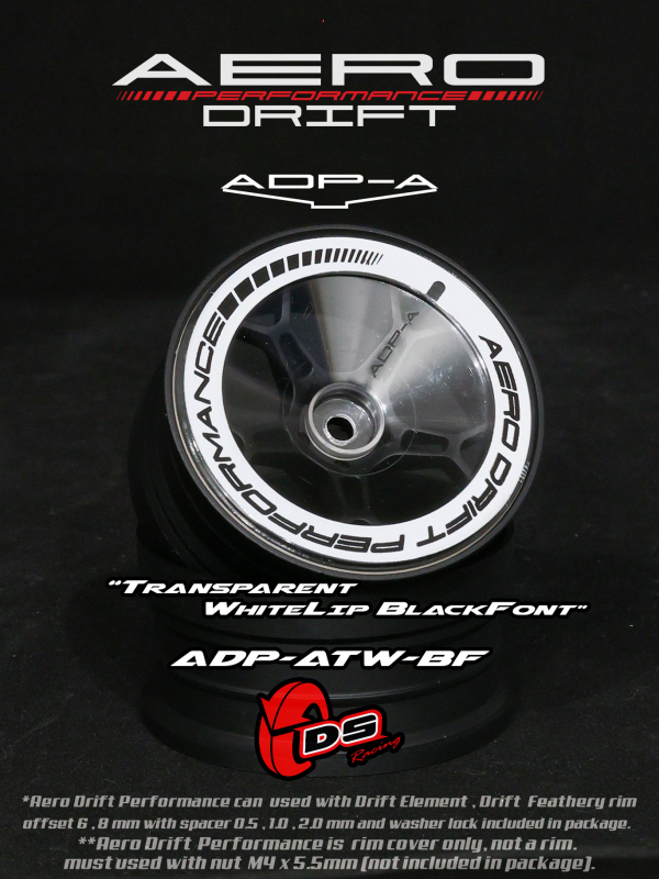 DS Racing Aero Drift PERFORMANCE Felgen Cover für Drift Element Felgen - Sloped Transparent / White Lip