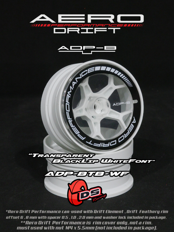 DS Racing Aero Drift PERFORMANCE Felgen Cover für Drift Element Felgen - Flat Transparent / Black Lip