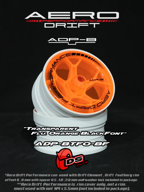 DS Racing Aero Drift PERFORMANCE Wheel Cover for Drift Element Wheel - Flat Transparent Flu Orange / Black Lip