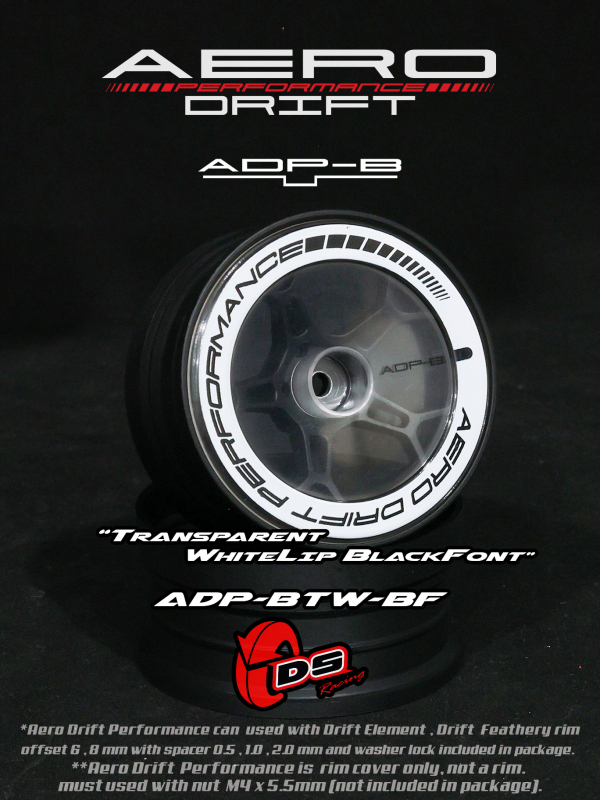 DS Racing Aero Drift PERFORMANCE Wheel Cover for Drift Element Wheel - Flat Transparent / White Lip