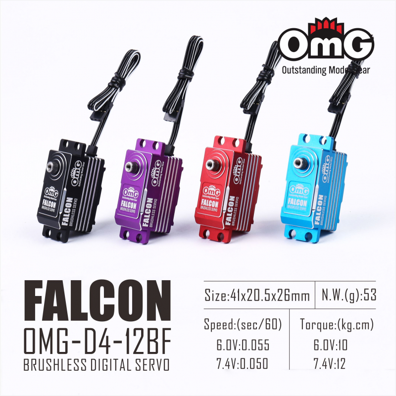 OMG D4-12BF FALCON Digital Low Profile Brushless Servo - Drift/Touring - Programmable