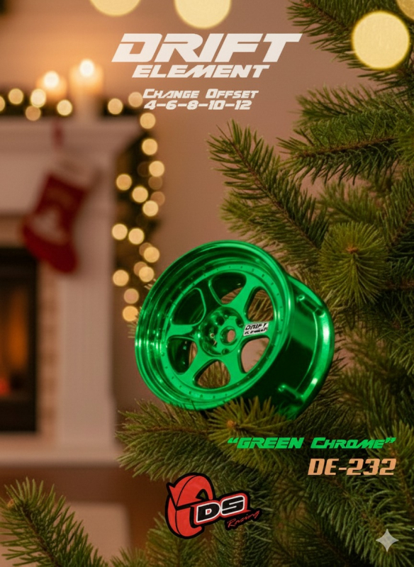 DS Racing DRIFT ELEMENT II Felgen +Green Chrome+ offset einstellbar (2)