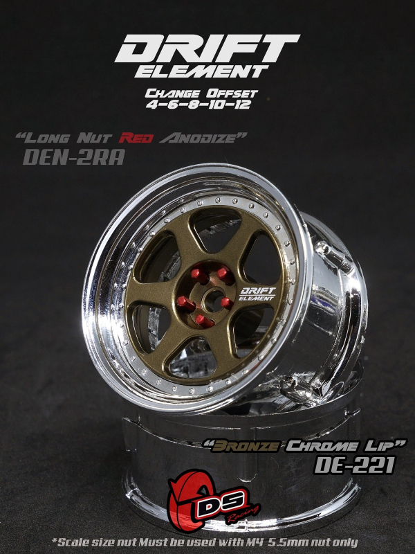 DS Racing DRIFT ELEMENT II Felgen +Bronze/Chrome Lip+ offset einstellbar (2)