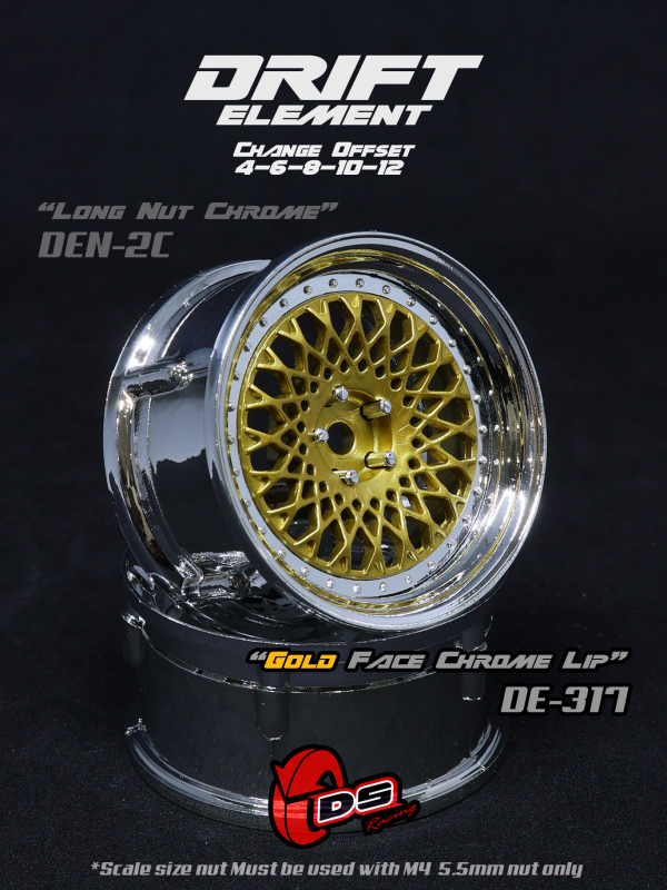 DS Racing DRIFT ELEMENT Felgen Mesh (Gold Face /Chrome Lip) - offset einstellbar (2)