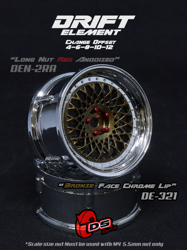 DS Racing DRIFT ELEMENT Felgen Mesh (Bronze Face /Chrome Lip) - offset einstellbar (2)