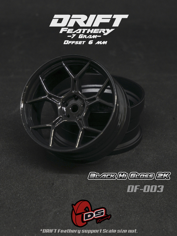 DS Racing 5Y Spoke Drift Feathery Wheel / Black Hi Gloss 2K / +6mm offset (2pcs)