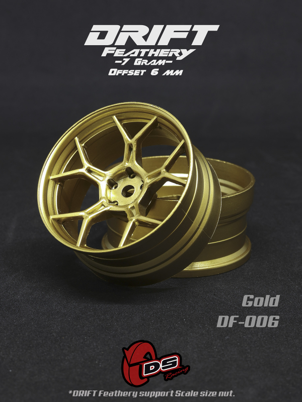 DS Racing 5Y Spoke Drift Feathery Wheel / Gold / +6mm offset (2pcs)