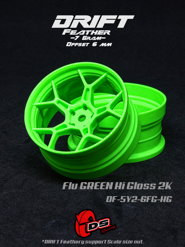 DS Racing 5Y Spoke Drift Feathery Wheel / Flu Green Hi Gloss 2K / +6mm offset (2pcs)