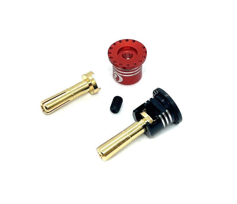 Heatsink Bullet Plug Grips with 4mm Bullets (Black/Red)