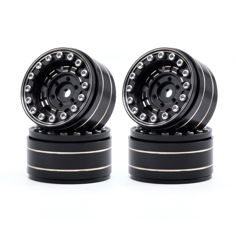 1.0'' Brass Quality Black Gold Beadlock Wheel Rim set for 1/18 or 1/24 cars 27X15.8mm (4)