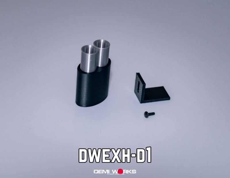 Demi Works Scale Double Oval Exhaust - Silver/Black