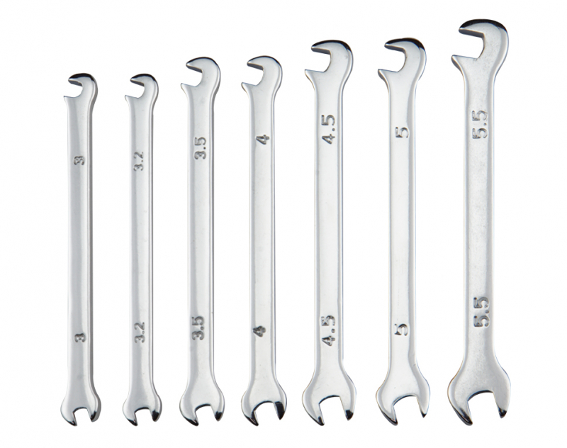 Mini double open-ended spanner set, 7 pcs.